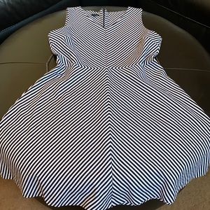 Talbots - navy/white striped fit and flare dress